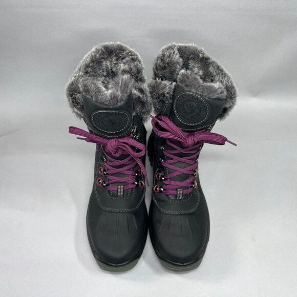 Santana Canada Maldine 2 Boots Women's Size 7 Black Leather Faux Fur Winter Boot - Picture 3 of 15